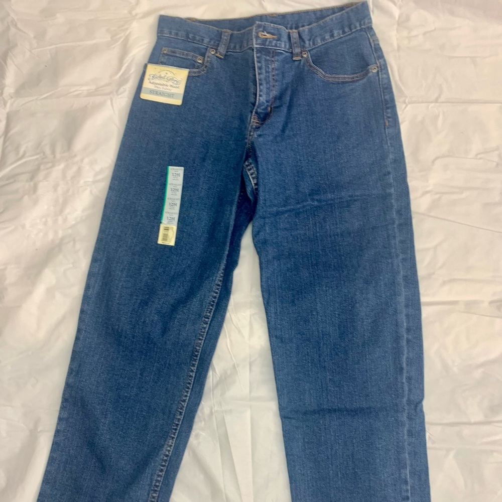 Faded Glory Adjustable Waist Flex Fabric Straight Leg denim Jean